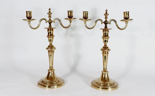 Antique French Large Pair of Brass Candelabra, 1800 $2,000