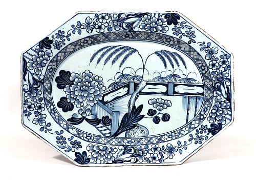 Inventory: British Delftware Liverpool or Irish Delftware Chinoiserie Blue & White Dish, 1745-65 $7,900