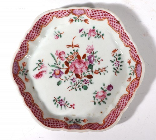 Inventory: Chinese Export Porcelain Chinese Export Porcelain Famille Rose Botanical Teapot Stand, 1775 $450