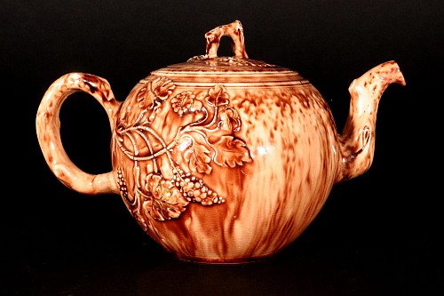 Creamware Pottery 18th Century Whieldon-type Large Tortoise-shell Creamware Teapot and Cover, 1765 $2,500