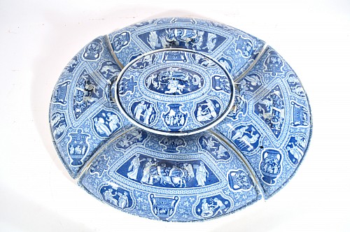 Spode Factory Spode Pottery Neo-classical Greek Pattern Blue Printed Supper Set, 1810 $5,000