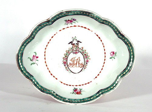 Inventory: Chinese Export Porcelain Chinese Export Porcelain Deep Dish with ""JA"" Cypher, 1785 $1,800