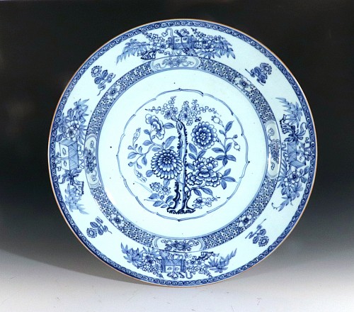 Chinese Export Porcelain Chinese Export Porcelain Underglaze Blue Botanical Circular Dish, 1775 $1,900
