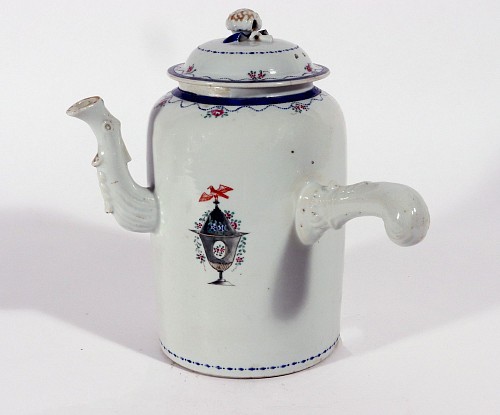Chinese Export Porcelain Chinese Export Porcelain American Market Chocolate Pot and Cover, 1785-95 $2,500