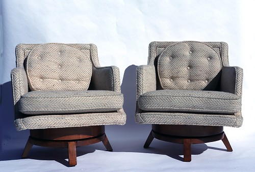 Inventory: Mid-century Modern Edward Wormley Swivel Lounge Chairs, Dunbar Model 5609, 1950-60s $12,500