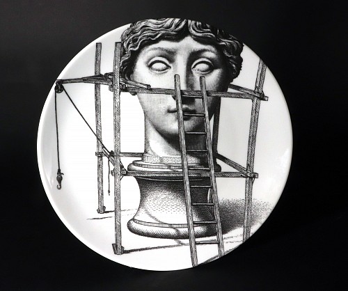 Inventory: Piero Fornasetti Fornasetti Themes & Variation Porcelain Plate, Number 200, 1990s $650