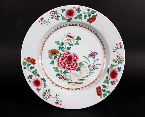 Chinese Export Porcelain Chinese Export Porcelain Large Dish with Famille Rose Flowers, 1760 $2,000