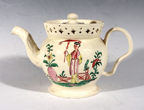 British Pottery English Creamware Chinoiserie Teapot & Cover with Openwork Gallery, 1775 $3,000