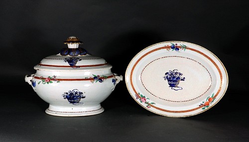 Chinese Export Porcelain Chinese Export American Market Blue Enamel Soup Tureen, Cover & Stand, 1780 $2,500