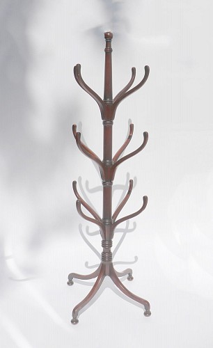 British Furniture Regency Antique Mahogany Coat or Hat Stand, 1840 SOLD •