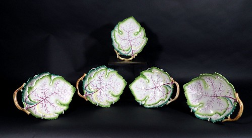 Inventory: Royal Worcester Royal Worcester Bone China Porcelain Leaf-shaped Dishes, Pattern 3628, Set of Five, 1958 SOLD &bull;