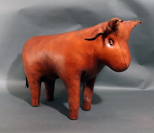 Dmitri Omersa Mid-century Modern Vintage Leather Bull, Dimitri Omersa for Liberty of London, 1960s SOLD •