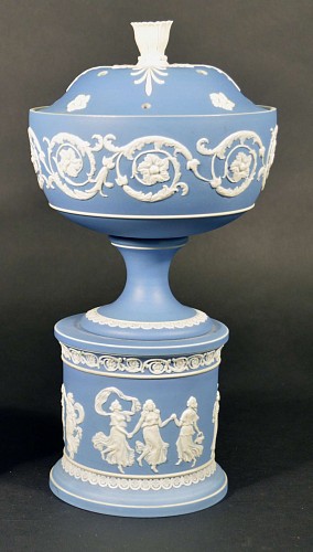 Jasperware Adams Jasper Urn, Cover and Stand, Late 19th/ Early 20th Century $650