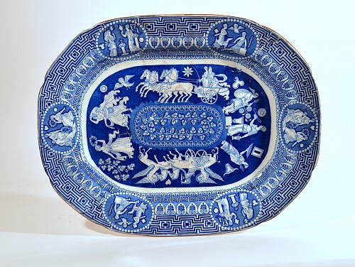 Herculaneum Herculaneum Neo-classical Greek Pattern Blue Printed Large Dish, 1815 $2,250