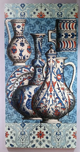 Inventory: Piero Fornasetti Vintage Piero Fornasetti Rare Large Iznik Design Plaque, 1955 $7,500