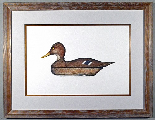 Arthur Nevin Duck Decoy Print By Arthur Nevin- Mallard Hen Decoy, Bay Head, New Jersey, 1970s $700