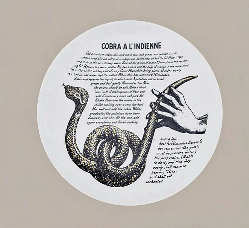 Piero Fornasetti Vintage Piero Fornasetti Porcelain Recipe Plate, Cobra A L'Indienne, made for the Fleming Joffe Company, 1960s $750