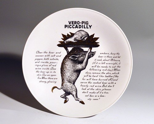 Piero Fornasetti Piero Fornasetti Fleming Joffe Plate- Vero Pig Piccadilly, 1960s $850