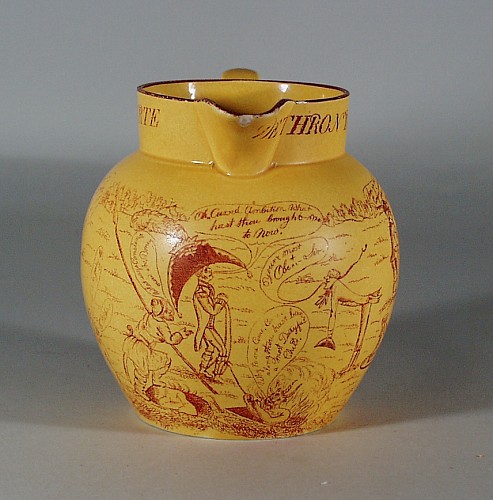 A Welsh Yellow ware Bonaparte Commemorative Jug, Dated 1814, Cambrian Pottery. SOLD •