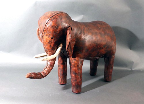 Dmitri Omersa Vintage Dmitri Omersa Leather Elephant Stool, 1960s SOLD •