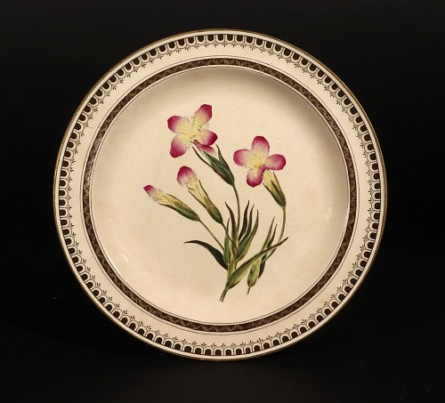 Creamware Pottery Wedgwood Creamware Specimen Plate with Iris Plant