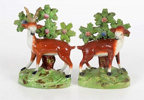 Staffordshire Staffordshire Pottery Figures of Deer, 1860-80 $950