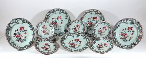 Inventory:  Chinese Export Porcelain, Chinese Export Famille Rose Porcelain Service-Eighteen Pieces, Circa 1730-35, $25,500