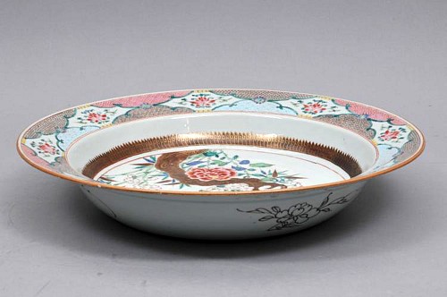 Chinese Export Porcelain 18th Century Chinese Export Porcelain Large Famille Rose Basin, Circa 1735-50 $7,500