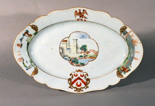 Chinese Export Porcelain Chinese Export Porcelain Armorial Dish, Arms of Pole, Circa 1745 $5,000