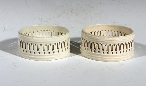 Creamware Pottery English Creamware Pottery Openwork Wine Coasters, Circa 1800 $850