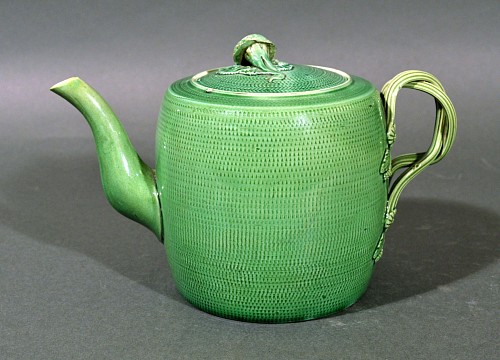 Inventory: Creamware Pottery English Creamware Pottery Green Glazed Teapot & Cover, Swinton, Yorkshire, 1770 $3,900