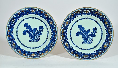 Chinese Export Porcelain Chinese Export Porcelain Blue and White Porcelain Plates after Maria Sybille Merian, Design probably from the Pronk Workshop, 1740-45 $4,000