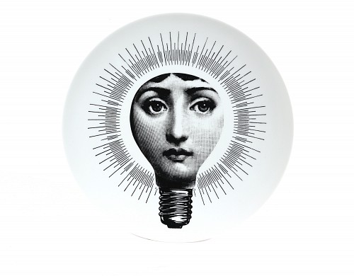 Piero Fornasetti Fornasetti Porcelain Themes & Variation Plate, #83, The Light Bulb, 2000 $785