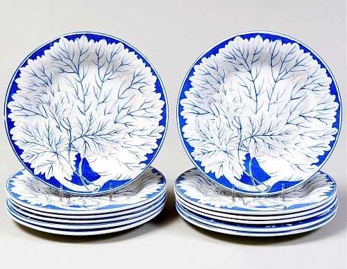 Inventory: Creil Pottery Creil et Montereau Pottery Leaf Plates- Set of Twelve, Circa 1840 $3,750