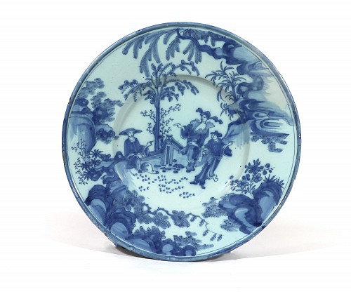 Dutch Delft 17th-Century Dutch Delft Large Underglaze Blue Chinoiserie Dish, 1660-1690 $4,500