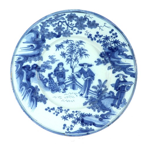 Dutch Delft 17th-Century Dutch Delft Large Underglaze Blue Chinoiserie Dish, 1690 $4,500