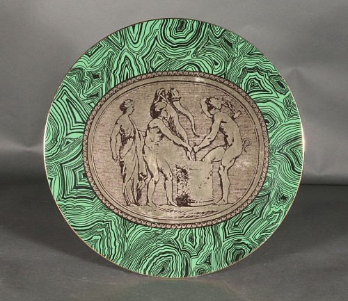 Piero Fornasetti Piero Fornasetti Porcelain Malachite Cammei (Cameo) Plate, 1950s-60s $1,600