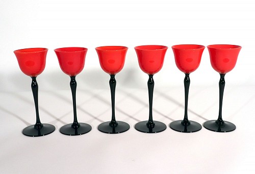 Vintage Bohemian Art Deco Tango Set of Six Glasses $650