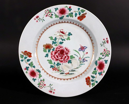 Chinese Export Porcelain Chinese Export Porcelain Large Dish with Famille Rose Flowers, 1760 $1,500