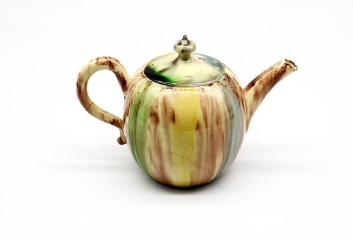 Creamware Pottery Whieldon-type Creamware Teapot, 1765