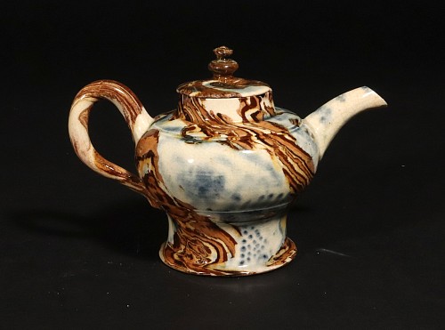 British Pottery English Pottery Solid Agateware Teapot and Cover, 1750 SOLD •