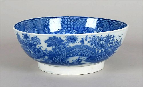 Pearlware English Pottery Pearlware Blue Chinoiserie Bowl, 1790-1800 $750