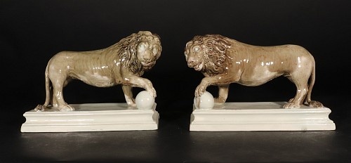 British Pottery English Pottery Lead-glazed Earthenware Pottery Medici Lions, Staffordshire, 1785 $9,500