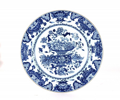 Inventory:  Chinese Export Porcelain, 18th-century Chinese Export Porcelain Underglaze Blue Dish of Censor with Flowers, 1775, $2,500