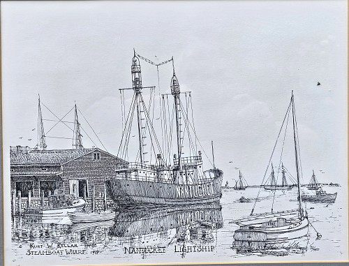 Print Steamboat Wharf, Nantucket Lightship 1977
Lithograph by Kurt W. Kellar, 1985