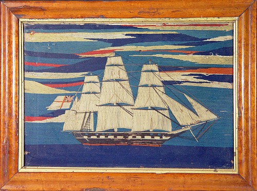 Sailor's Woolwork British Woolie Picture of a Ship, 1875 $4,500