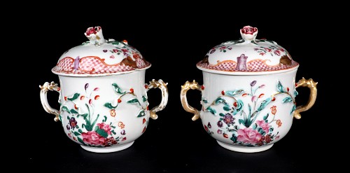 Chinese Export Porcelain Chinese Export Porcelain Covered Famille Rose Two-handled Pots, 1775 $1,800