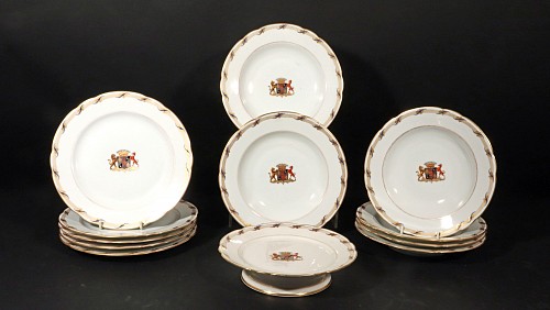 Inventory: Paris Porcelain Paris Porcelain Armorial Part Dinner Service, Couderc, Couderc-Bucher, 1820-40 $3,500