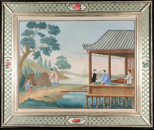 China Trade China Trade Painting on Paper depicting Feeding of Silkworms, Circa 1780-1820 $7,500