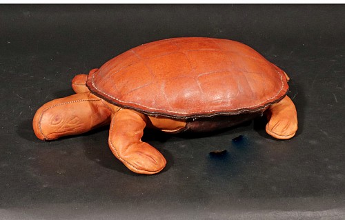 Mid-century Modern Vintage Leather Small Model of a Turtle, 1960s $1,250